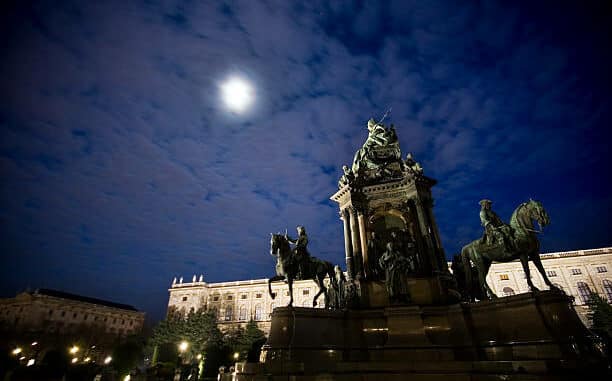 Maria Theresia Statue at night in Vienna